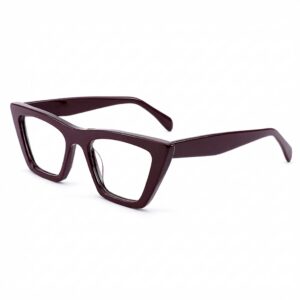 thick burgundy cat-eye eyeglass/sunglass frame